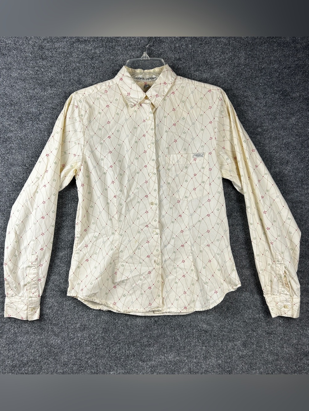 Marithe Francois Girbaud Cream Floral Trellis Button Down Shirt Size Medium M